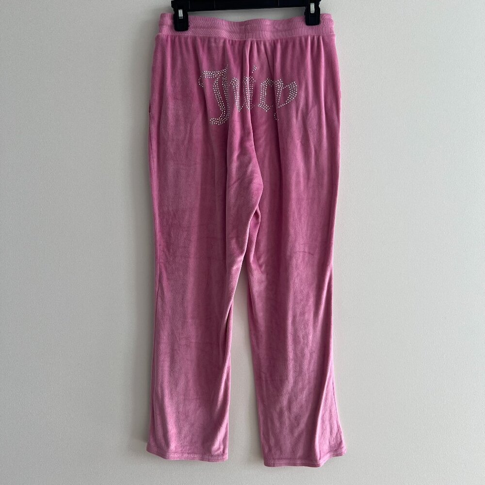 Juicy Couture‎ Pink Velour Rhinestone Y2K 2000s Lounge Track Pant Coquette